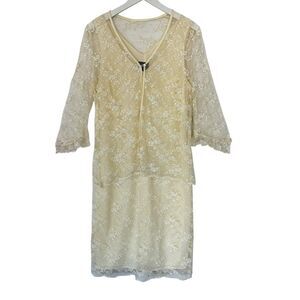 Ivory Lace Overlay Dress 2pc. Fairy Vintage Wedding By Rabbit Designs Misses 16